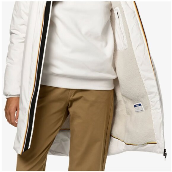 NEW K-way eiffel orsetto fleece lined hooded windbreaker white jacket - Picture 4 of 4